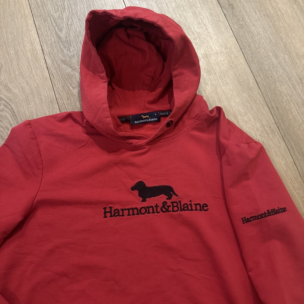 Harmont & Blaine Hoodie Red Womens Large‎ Dog Logo Pullover Sweatshirt